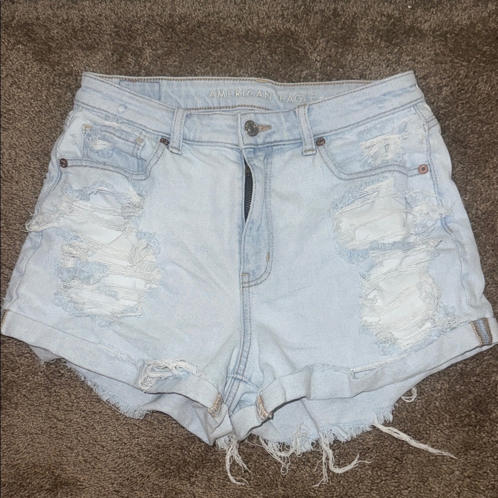 American Eagle Outfitters Light Wash Ripped Jean Shorts